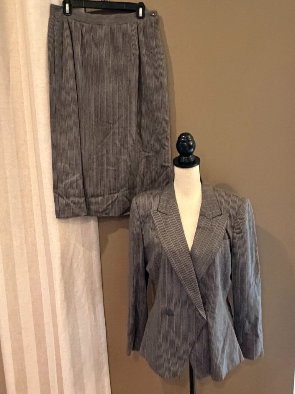 Gilmor Vintage Blazer & Skirt Suit Set, Double Breasted Shark Bite Hem, Size 14